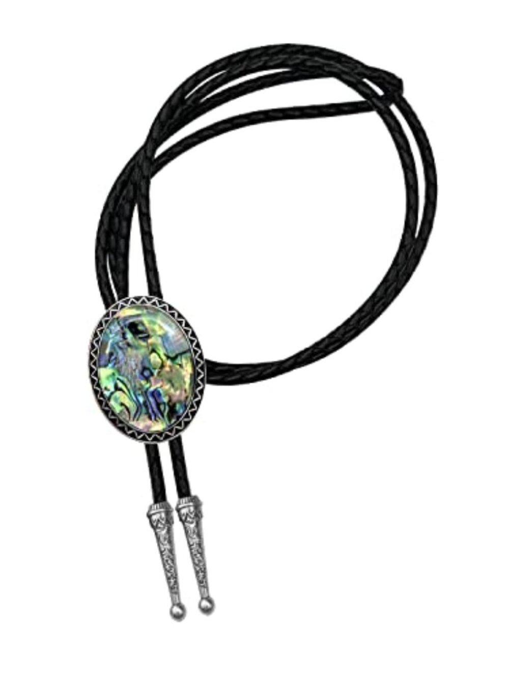 Stone Bolo Tie Native Western Cowboy Hand-woven Leather Bola Tie Necktie for Men